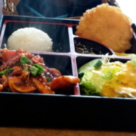 Spicy Squid bento box, Teriyaki and Korean House